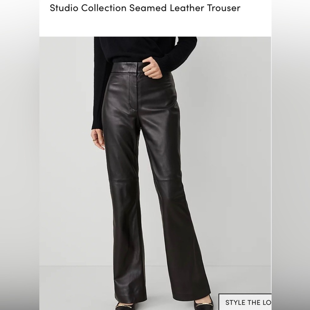 Ann Taylor Dark Brown Leather Flare Pants Size 12